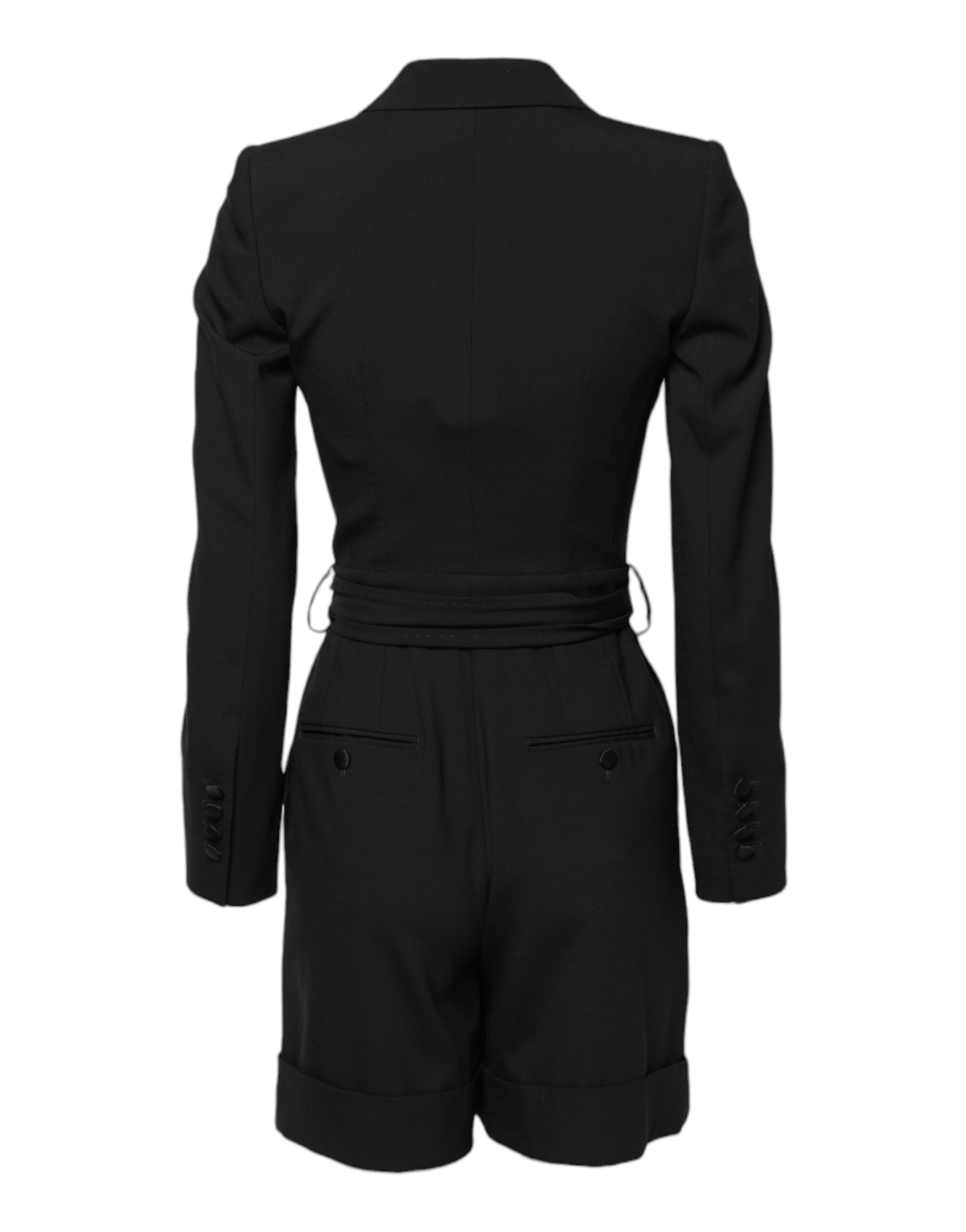 Dolce & Gabbana Schwarzer Woll-Jumpsuit Kleid Frauen Mantel Jacke